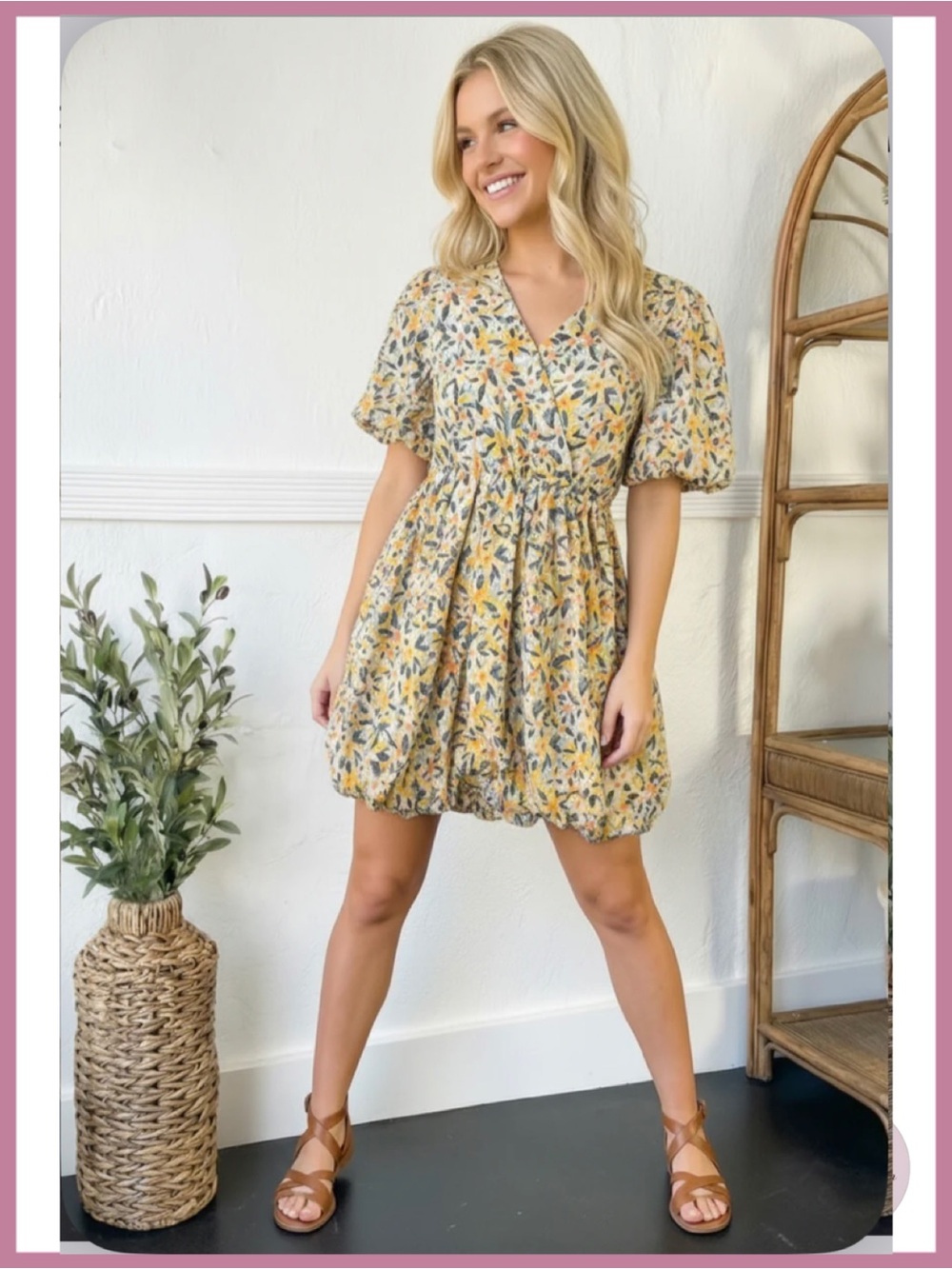 NWT Freshly Picked Yellow Florals Cotton Bubble Dress - Small